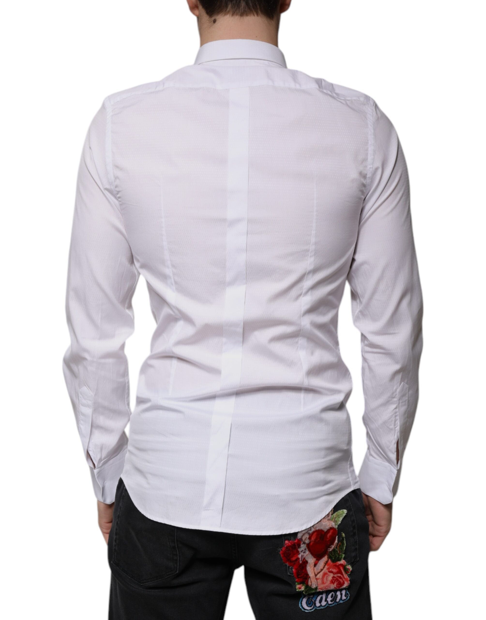Dolce & Gabbana White formal men's shirt GOLD made of cotton